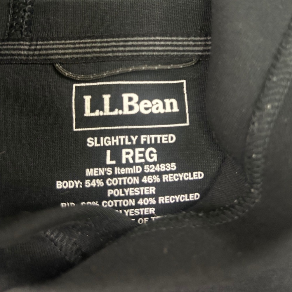 LL Bean Mens Slightly Fitted Hoodie Black Pullover 524835 Large Regular - Picture 5 of 6